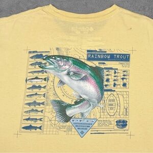 Columbia PFG Rainbow Trout Graphic T Shirt Mens L Yellow Fishing Nature Outdoor